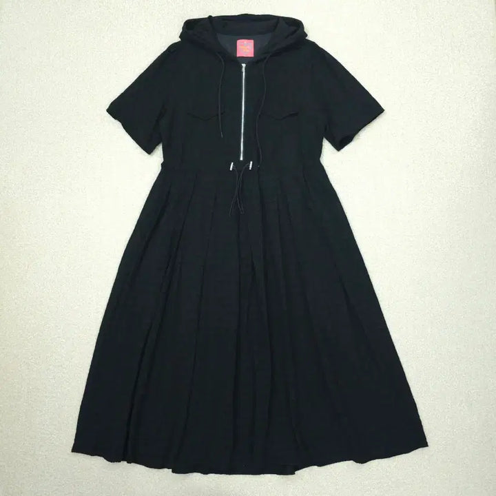 [BUNJANG] LadyLady Hooded Zip-Up Long T-Shirt Dress Black / (F)LadyLady 여성 후드 반팔 롱 원피스 집업 블랙 J1W3291