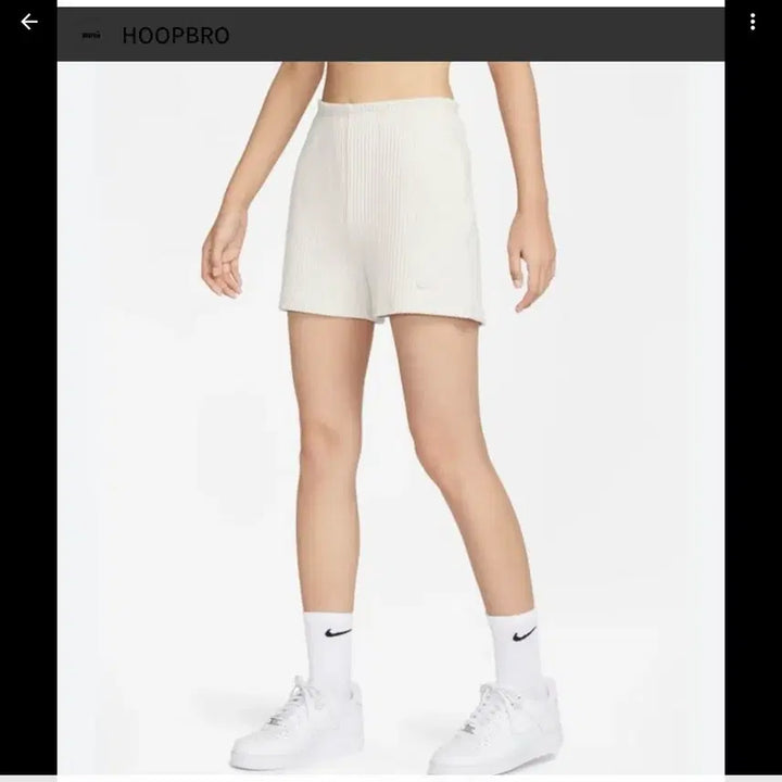 [BUNJANG] Nike Ribbed Shorts Set - Ivory / 나이키 반팔 티셔츠 골지 반바지 세트