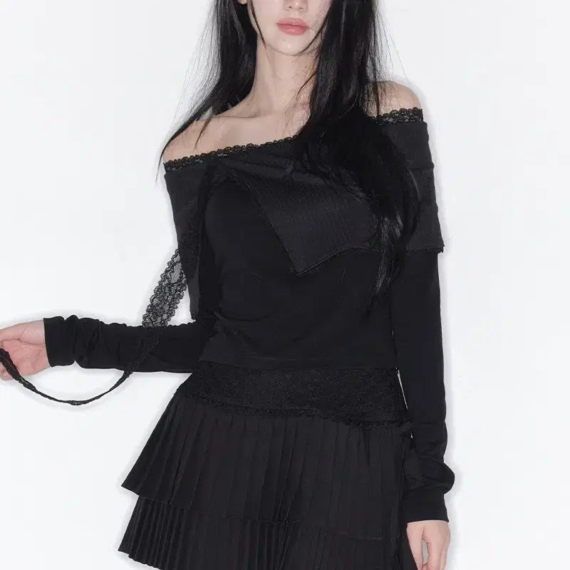 [BUNJANG] Thetis Stella Off-Shoulder Top Black / 더티스 스텔라 오프숄더 탑
