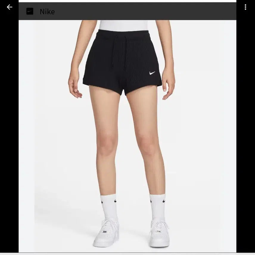 [BUNJANG] Nike Red T-Shirt &amp; Black Ribbed Shorts Set / 나이키 레드 반팔 티셔츠 + 블랙 골지 반바지 세트
