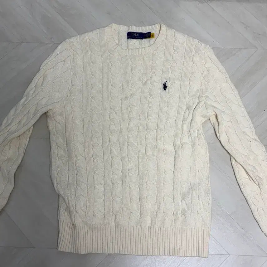 [BUNJANG] Polo Ralph Lauren Cable Knit Sweater (Ivory) / 폴로 랄프로렌 꽈배기 니트 판매 (아이보리)
