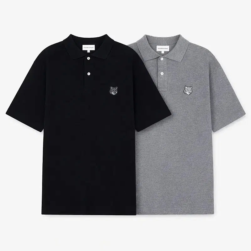 [BUNJANG] Maison Kitsuné Grey Fox Short Sleeve Polo Shirt Black/Grey / 메종키츠네 그레이폭스 반팔 카라티 [블랙/그레이]