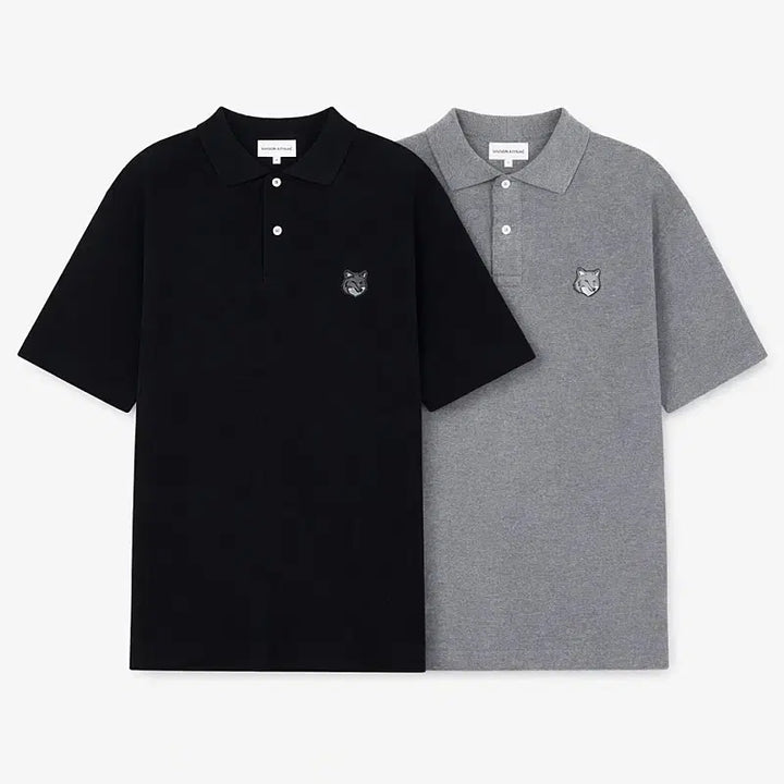 [BUNJANG] Maison Kitsuné Grey Fox Short Sleeve Polo Shirt Black/Grey / 메종키츠네 그레이폭스 반팔 카라티 [블랙/그레이]