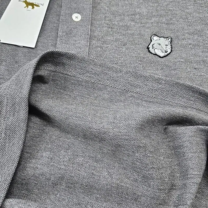 [BUNJANG] Maison Kitsuné Grey Fox Short Sleeve Polo Shirt Black/Grey / 메종키츠네 그레이폭스 반팔 카라티 [블랙/그레이]