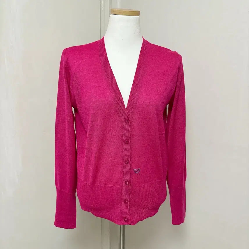 [BUNJANG] Loveclip Hot Pink Knit Cardigan / *새상품*핫핑크 얇은 니트 가디건 / 여름 에어컨용 / 봄 가디건