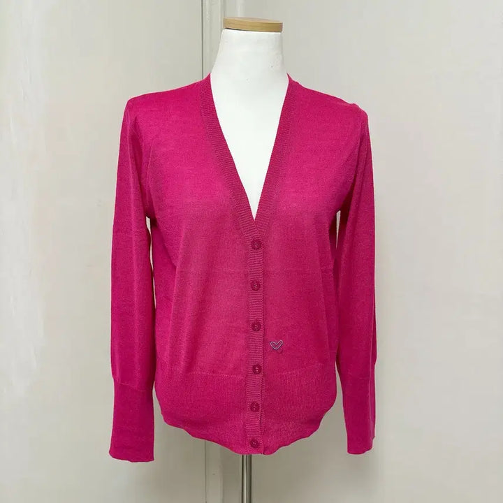 [BUNJANG] Loveclip Hot Pink Knit Cardigan / *새상품*핫핑크 얇은 니트 가디건 / 여름 에어컨용 / 봄 가디건