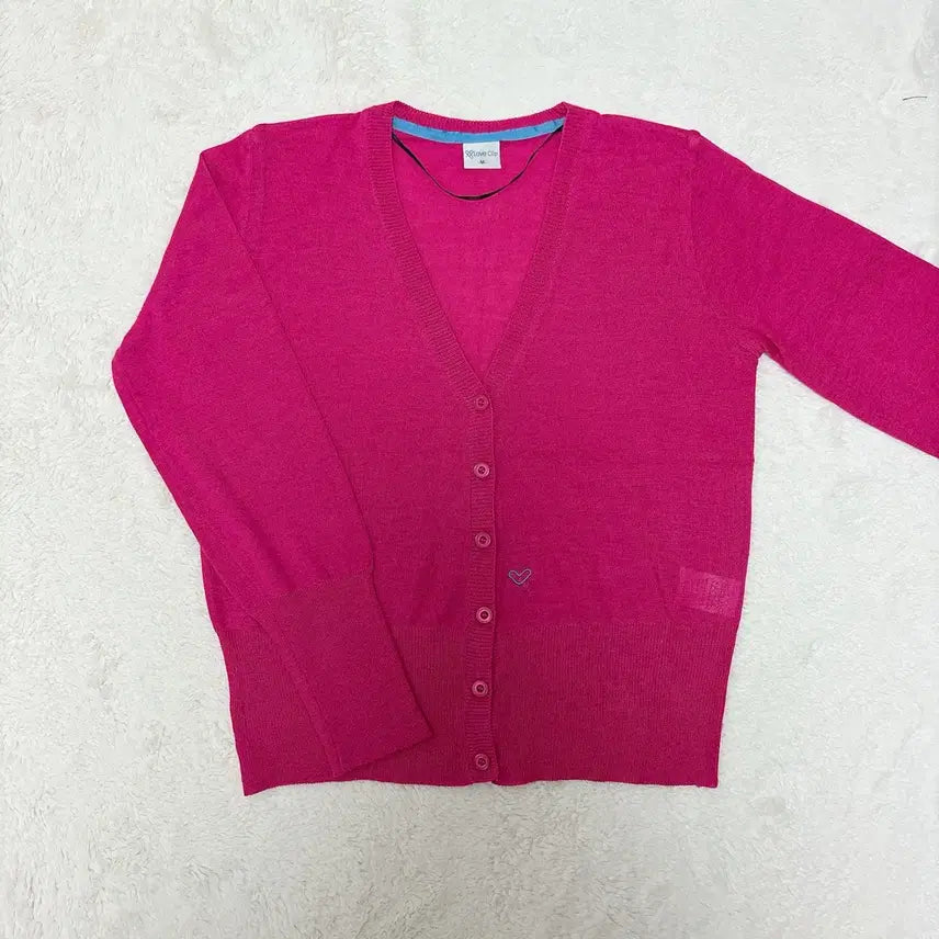 [BUNJANG] Loveclip Hot Pink Knit Cardigan / *새상품*핫핑크 얇은 니트 가디건 / 여름 에어컨용 / 봄 가디건