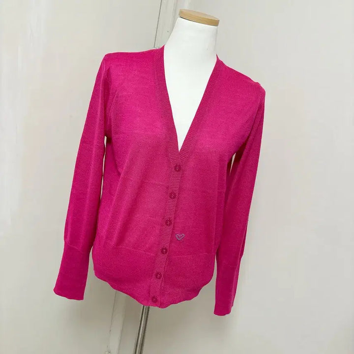 [BUNJANG] Loveclip Hot Pink Knit Cardigan / *새상품*핫핑크 얇은 니트 가디건 / 여름 에어컨용 / 봄 가디건