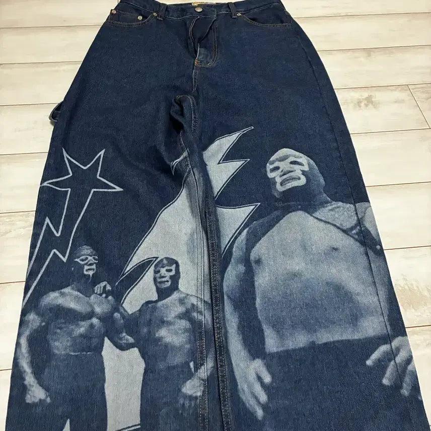 [BUNJANG] Youth Bath Wrestling Washing Denim Blue / 유쓰배쓰 WIDE WRESTLER WASHING DENIM_BLUE