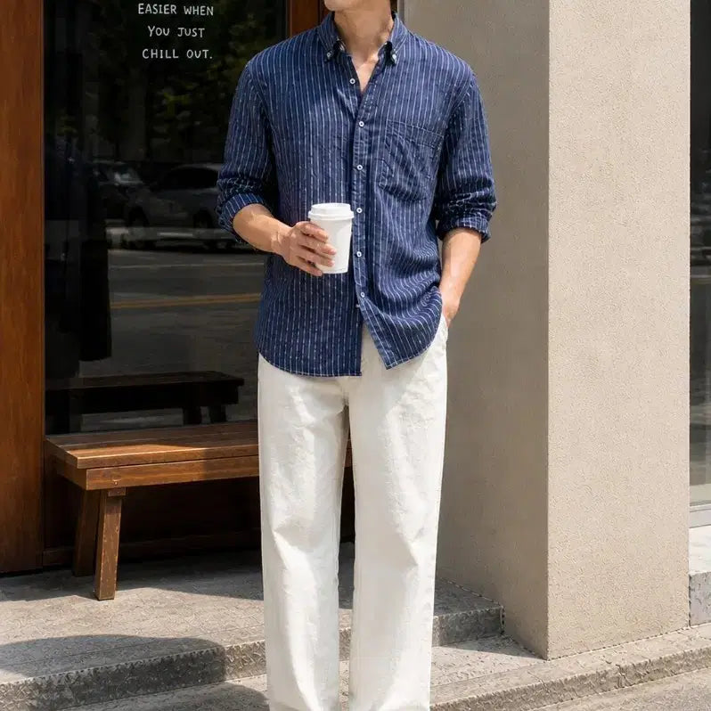 [BUNJANG] Club Monaco Striped Shirt / 클럽모나코 스트라이프 셔츠 95정도