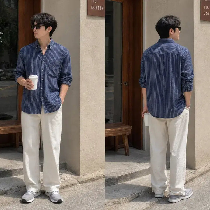 [BUNJANG] Club Monaco Striped Shirt / 클럽모나코 스트라이프 셔츠 95정도