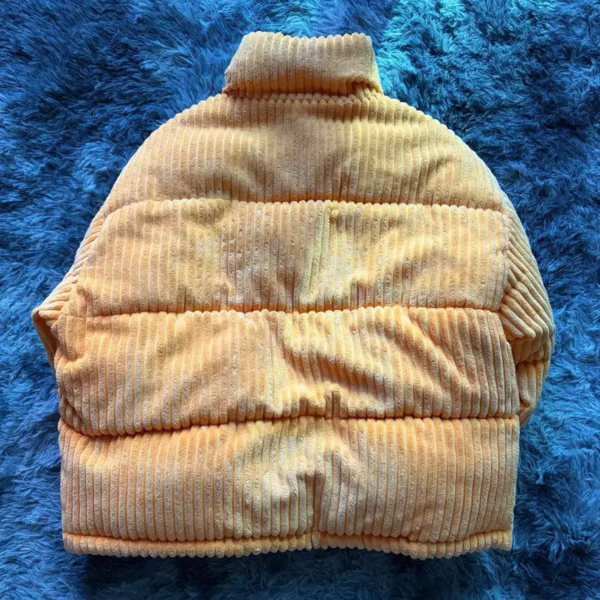 [BUNJANG] Nike Yellow Corduroy Puffer Jacket / 나이키 옐로우 코듀로이 패딩