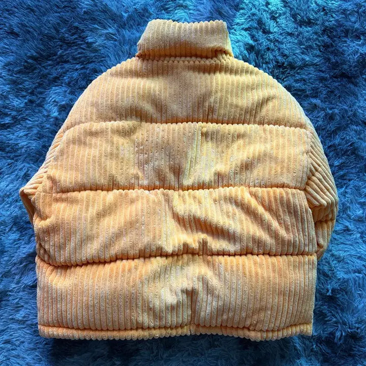 [BUNJANG] Nike Yellow Corduroy Puffer Jacket / 나이키 옐로우 코듀로이 패딩