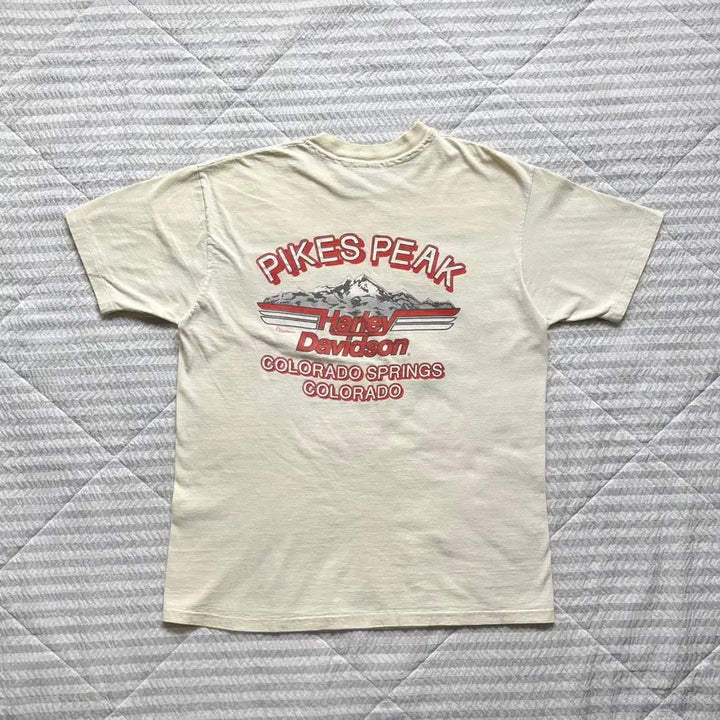 [BUNJANG] 80s Harley-Davidson Cream Cartoon Artwork T-Shirt / 80s 빈티지 할리데이비슨 반팔 티셔츠