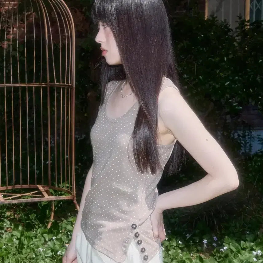 [BUNJANG] Fancy Club Dot Sleeveless Top / fancyclub 도트 나시