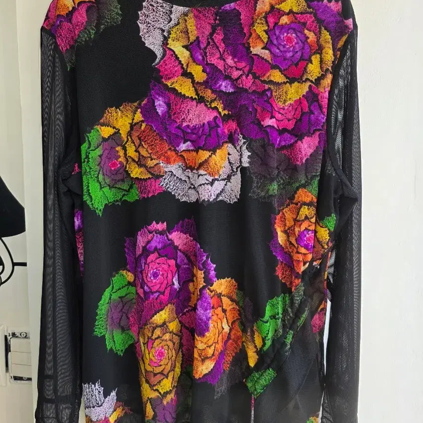 [BUNJANG] Sheer Floral Pattern T-Shirt / 시스막스스타일의 시스루티셔츠