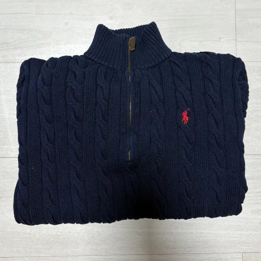 [BUNJANG] Polo Ralph Lauren Cable Knit Half-Zip Sweater (M) / 폴로 랄프로렌 케이블 꽈베기 반집업 니트 m