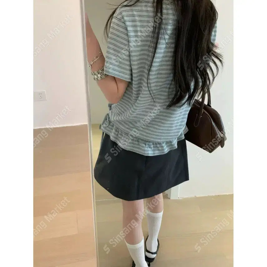 [BUNJANG] Frill Short Sleeve T-Shirt / 프릴 반팔 티셔츠 / 104