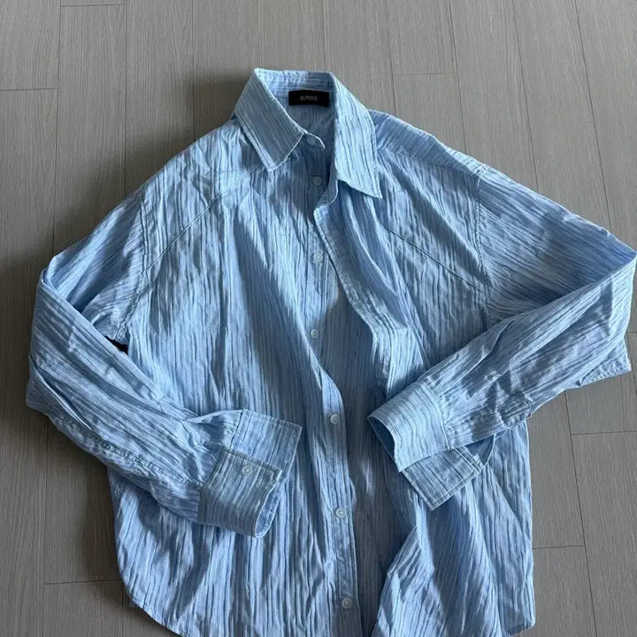 [BUNJANG] Junes S15 Blue Stripe Shirt L / 준느 s15 블루 스트라이프 셔츠 L