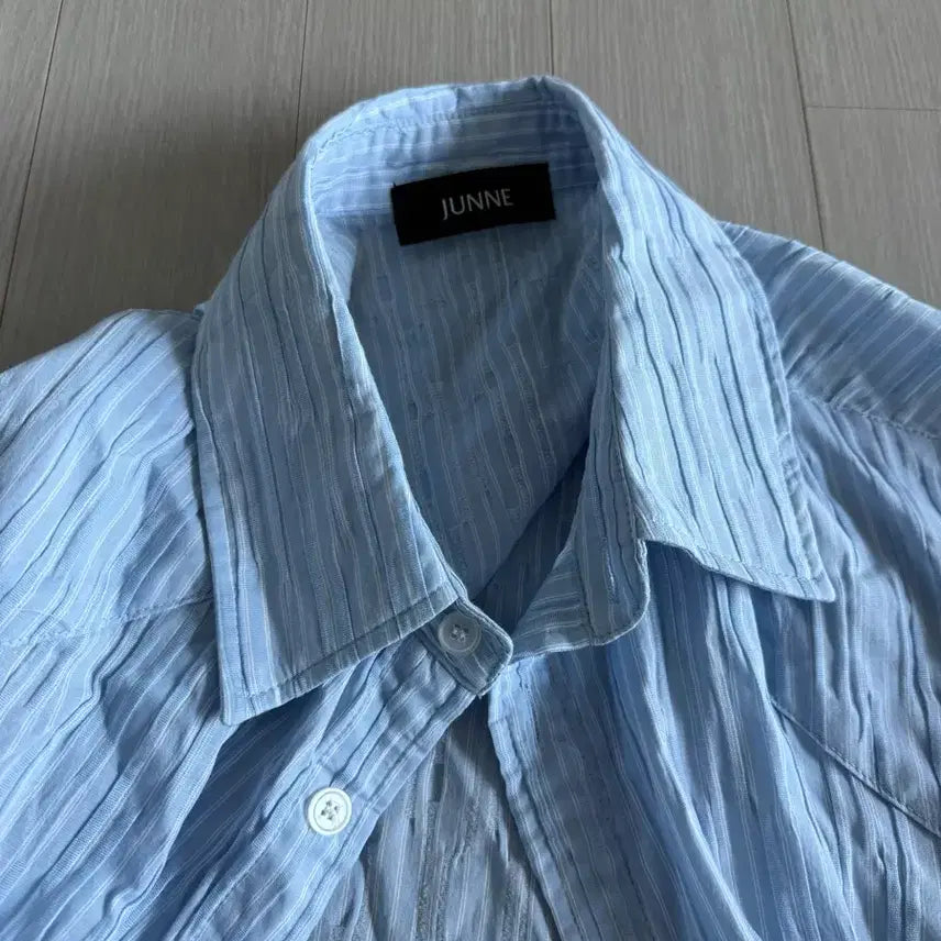 [BUNJANG] Junes S15 Blue Stripe Shirt L / 준느 s15 블루 스트라이프 셔츠 L