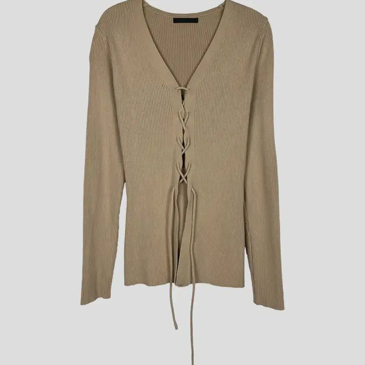 [BUNJANG] Eyelet V-Neck Knit Cardigan / 아일렛 브이넥니트