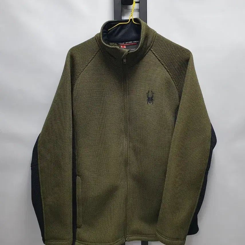 [BUNJANG] SPYDER Knit Fleece Full Zip-Up Sweater Jacket (Khaki, L) / 스파이더 니트 후리스 풀집업 스웨터 자켓 카키 L