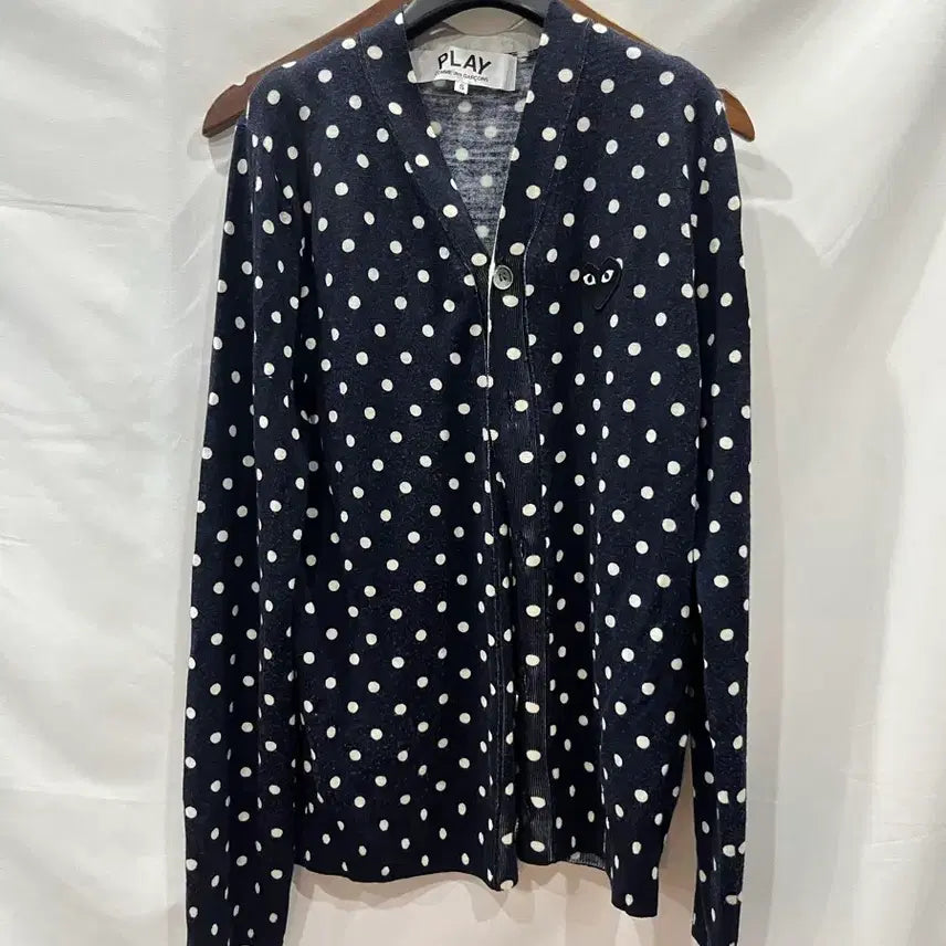 [BUNJANG] Comme des Garçons Play Dot Wool Cardigan Navy S / [정품] 꼼데가르송 플레이 도트 울 가디건 네이비 S