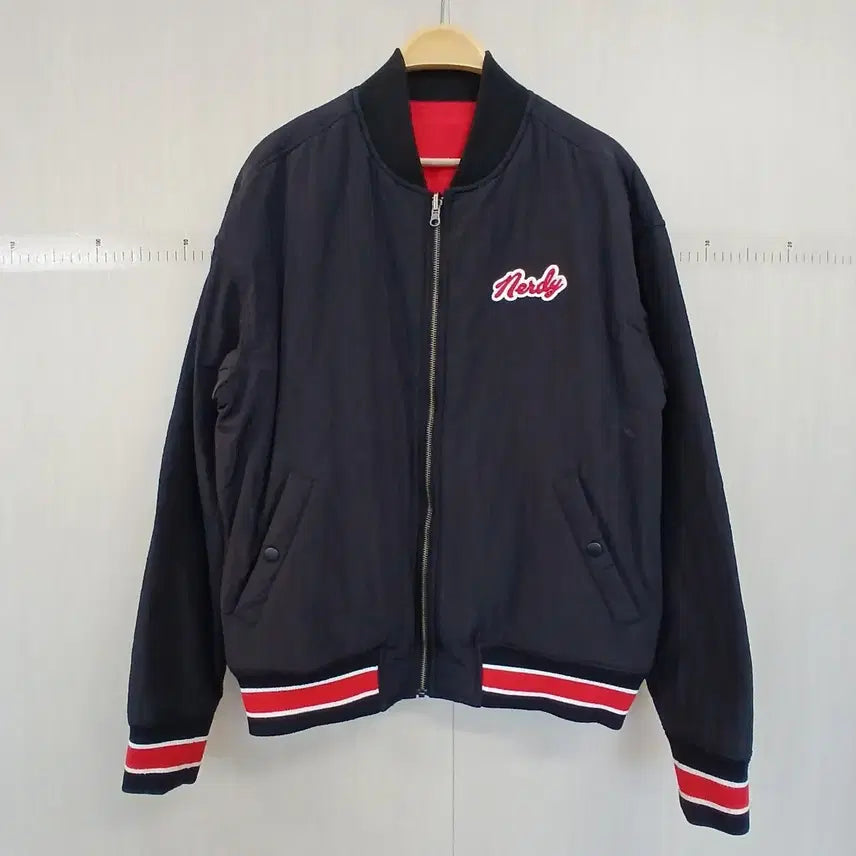 [BUNJANG] Nerdy Reversible Bomber Jacket Black/Red / 널디 Nerdy 블랙/레드 리버서블 봄버 자켓