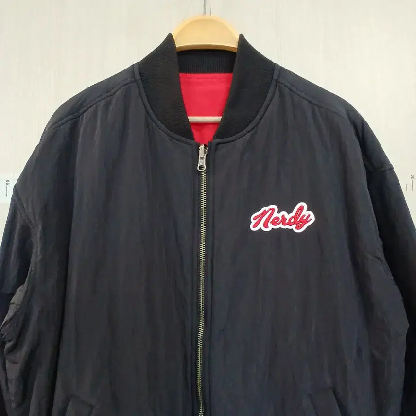 [BUNJANG] Nerdy Reversible Bomber Jacket Black/Red / 널디 Nerdy 블랙/레드 리버서블 봄버 자켓