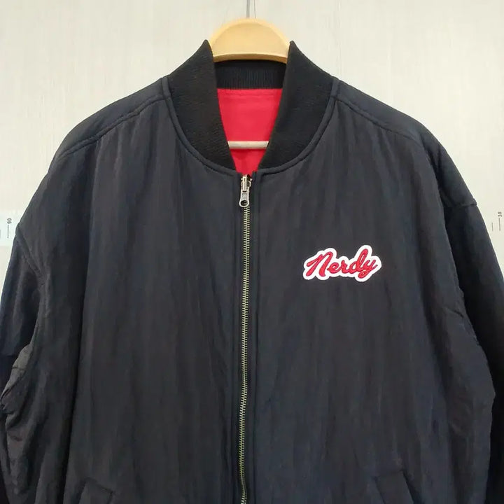 [BUNJANG] Nerdy Reversible Bomber Jacket Black/Red / 널디 Nerdy 블랙/레드 리버서블 봄버 자켓