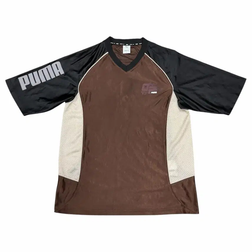 [BUNJANG] Puma x Open YY Football Mesh Jersey Short Sleeve Brown L / 푸마 X 오픈 와이와이 풋볼 메쉬 저지 반팔 브라운 L