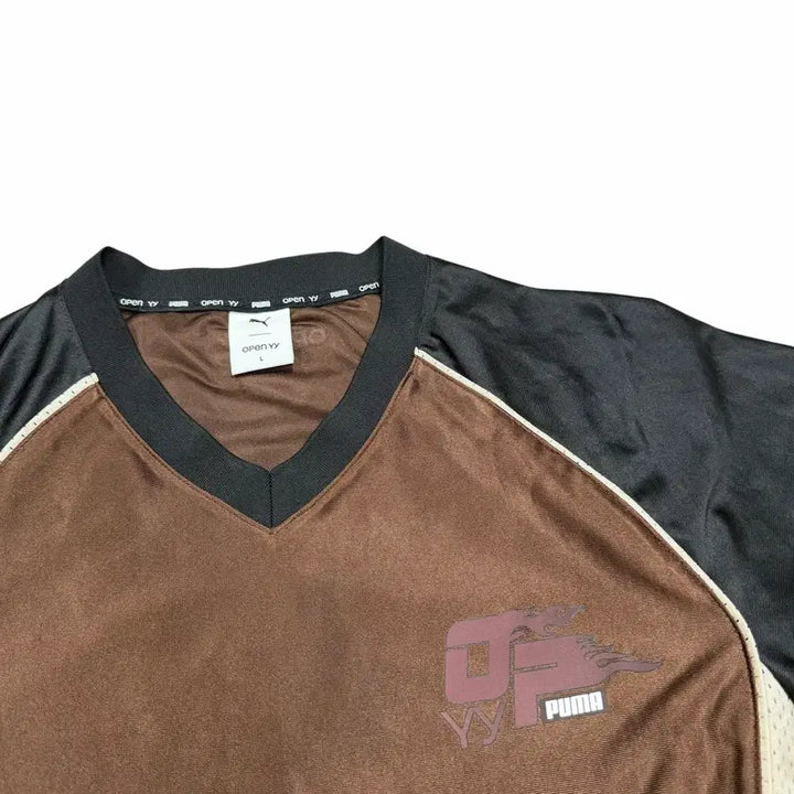 [BUNJANG] Puma x Open YY Football Mesh Jersey Short Sleeve Brown L / 푸마 X 오픈 와이와이 풋볼 메쉬 저지 반팔 브라운 L