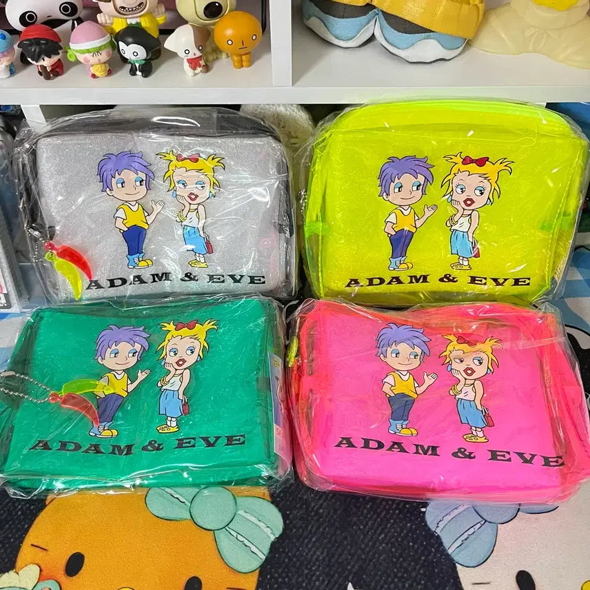 [BUNJANG] Adam &amp; Eve Fluorescent PVC Pouch / 고전문구 아담앤이브 pvc 형광 파우치