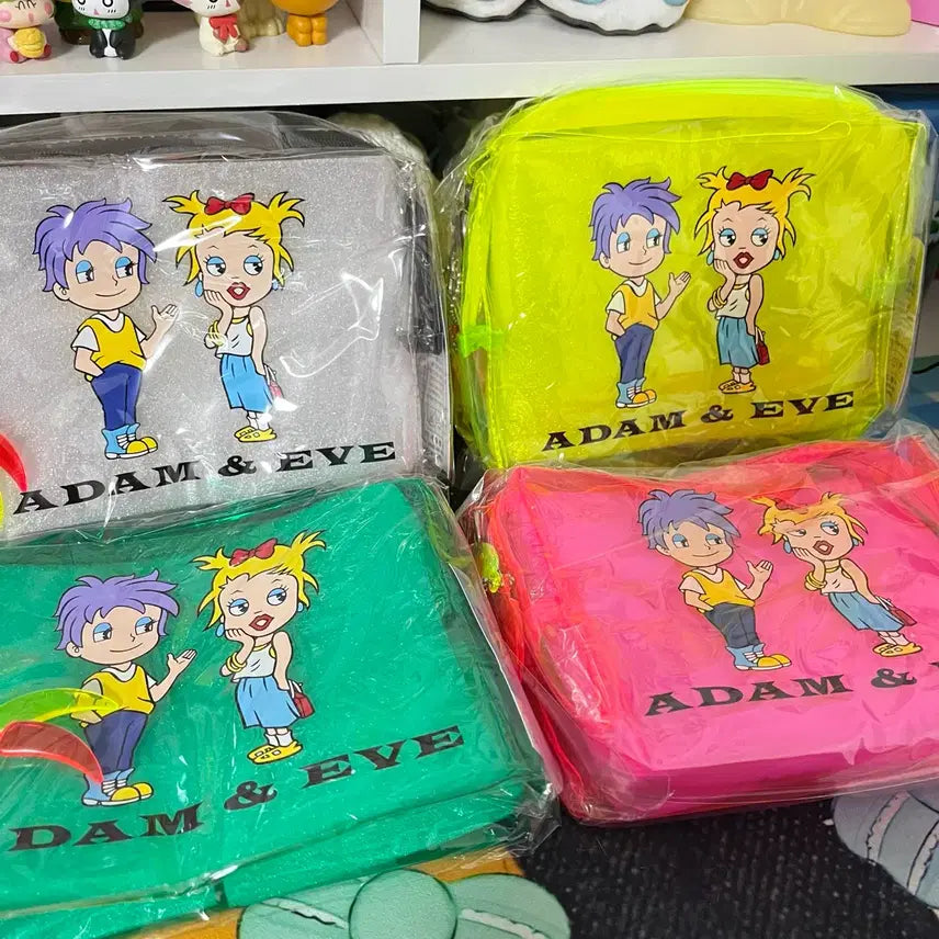 [BUNJANG] Adam &amp; Eve Fluorescent PVC Pouch / 고전문구 아담앤이브 pvc 형광 파우치