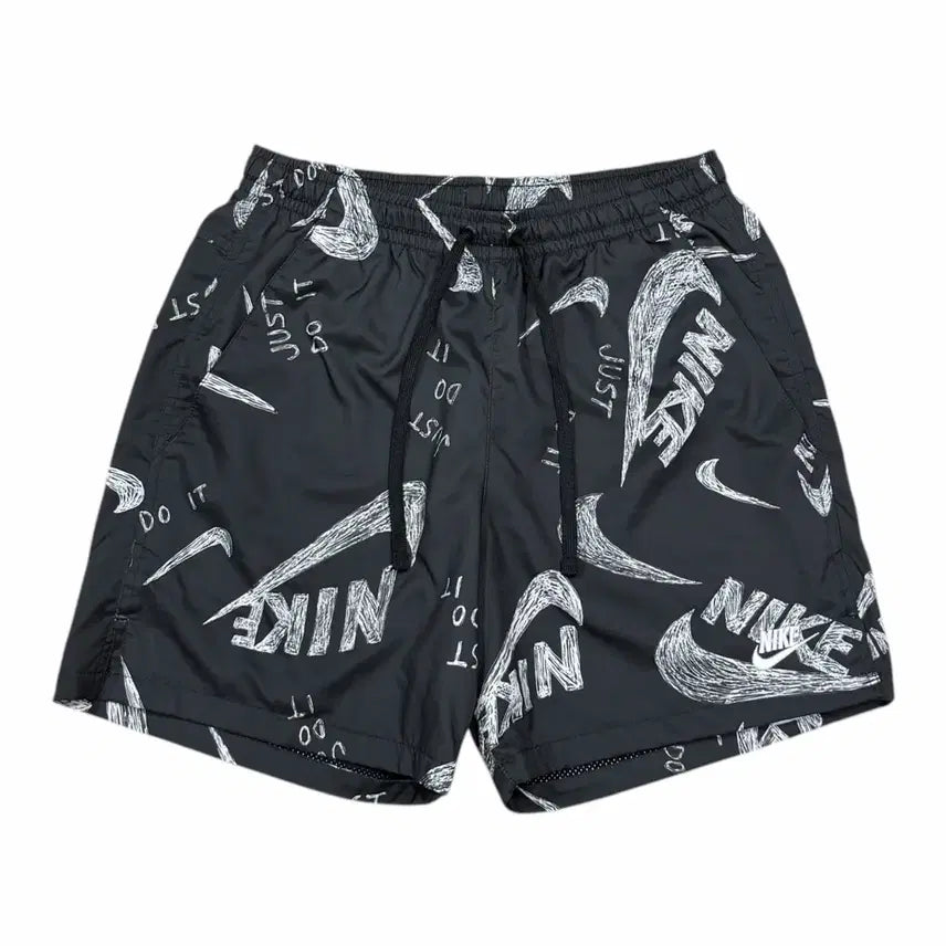 [BUNJANG] Nike Multi-Logo Swoosh Woven Shorts Black M / 나이키 멀티로고 스우시 우븐 쇼츠 반바지 블랙 M