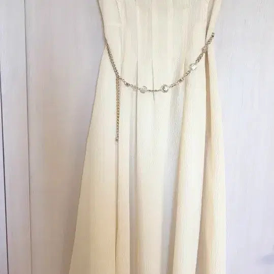 [BUNJANG] MOJO.S.PINE Ivory Sleeveless Chain Belt Long Dress / 모조에스핀 여성 아이보리 민소매 체인벨트 롱원피스
