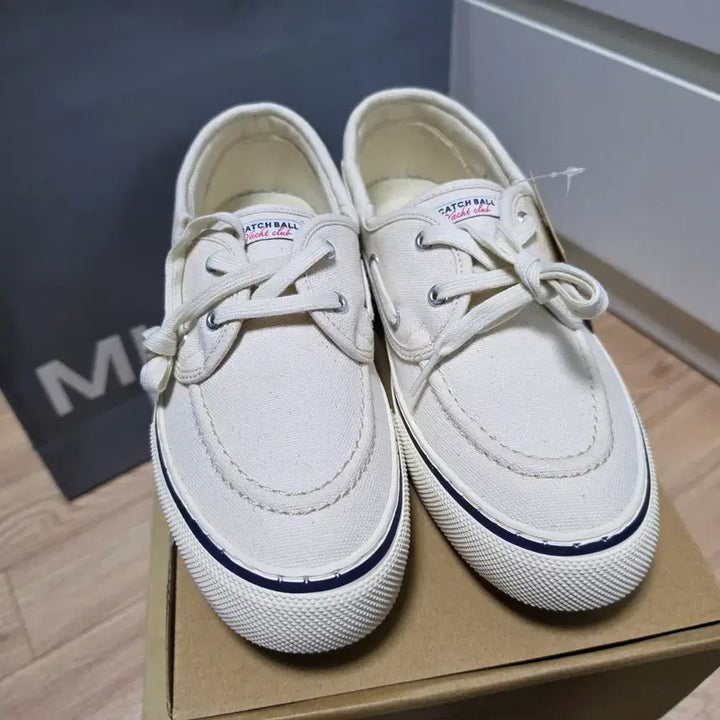 [BUNJANG] Catchball Taped Boat Shoes Ecru / 캐치볼 y-01 에크루 테이프드 보트슈즈