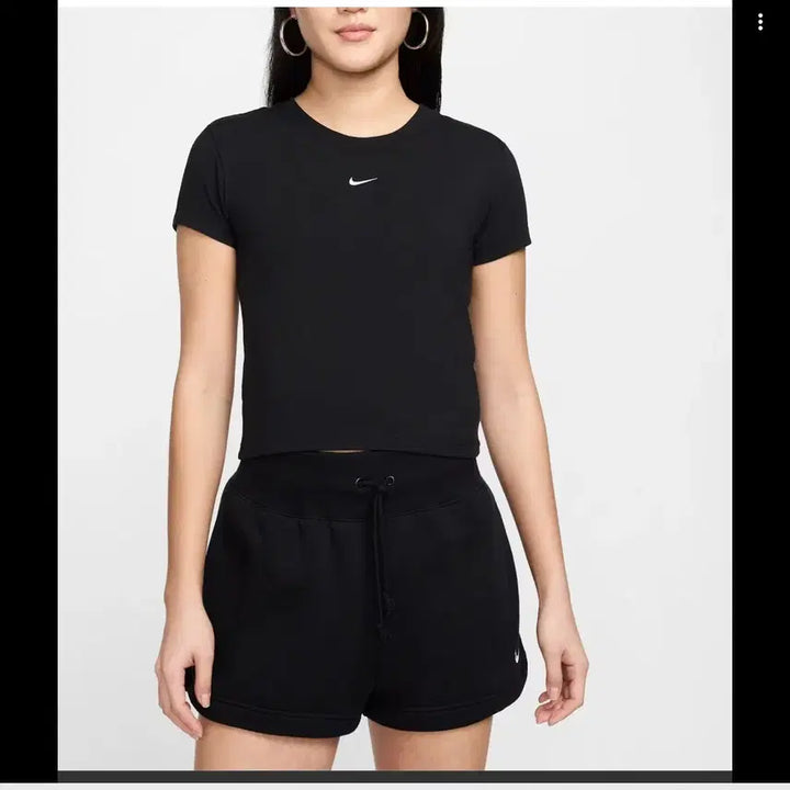 [BUNJANG] Nike Crop T-Shirt &amp; Wide Leg Pants Set - Black / 나이키 크롭 반팔티 + 와이드 팬츠 블랙 세트