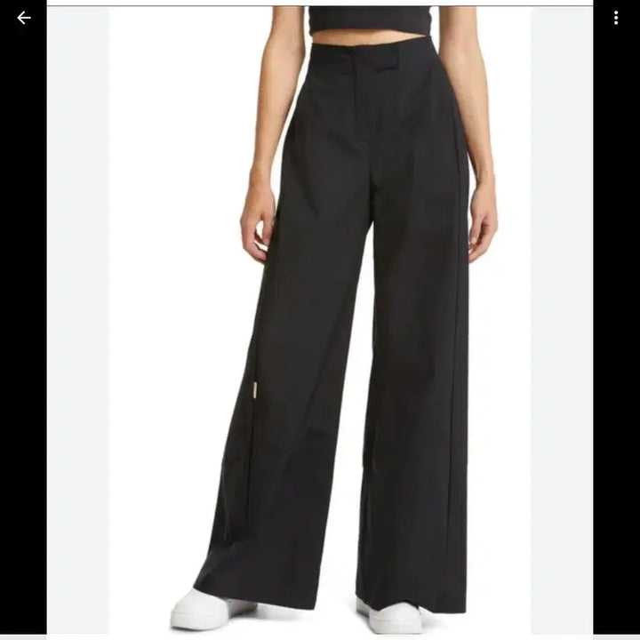 [BUNJANG] Nike Crop T-Shirt &amp; Wide Leg Pants Set - Black / 나이키 크롭 반팔티 + 와이드 팬츠 블랙 세트