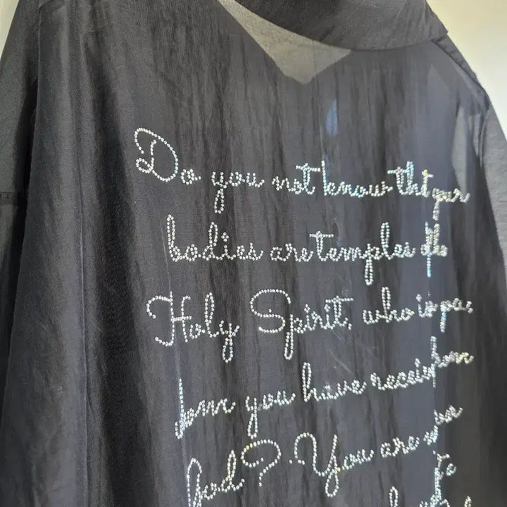 [BUNJANG] Romantic Lettering See-Through Crop Shirt Blouse / 로맨틱 레터링 시스루 크롭 셔츠 블라우스
