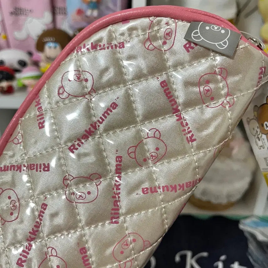 [BUNJANG] Rilakkuma Quilting Pouch Pencil Case Pink / 고전문구 리락쿠마 퀼팅 파우치 필통 핑크