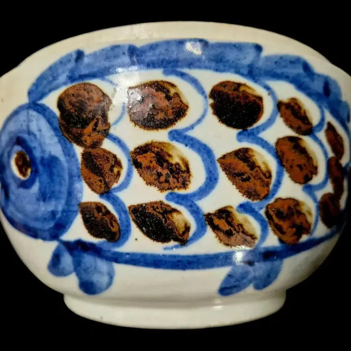 [BUNJANG] White Porcelain Blue and White Iron-Painted Fish Motif Jar (Lid Missing) / 백자청화철화어문합 뚜껑없음