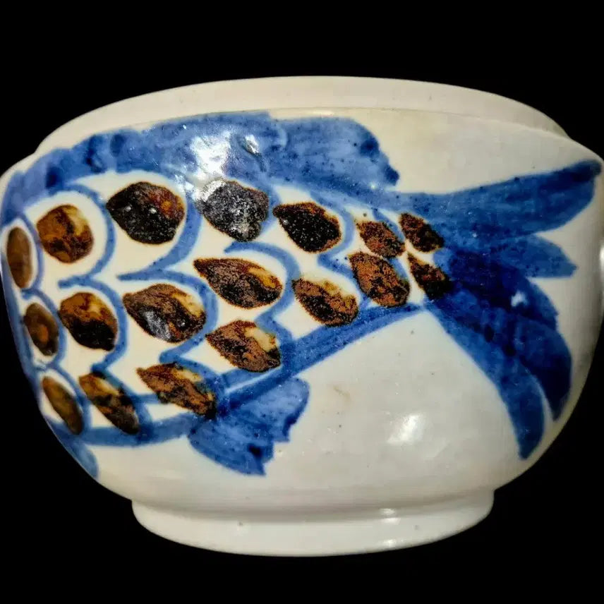 [BUNJANG] White Porcelain Blue and White Iron-Painted Fish Motif Jar (Lid Missing) / 백자청화철화어문합 뚜껑없음