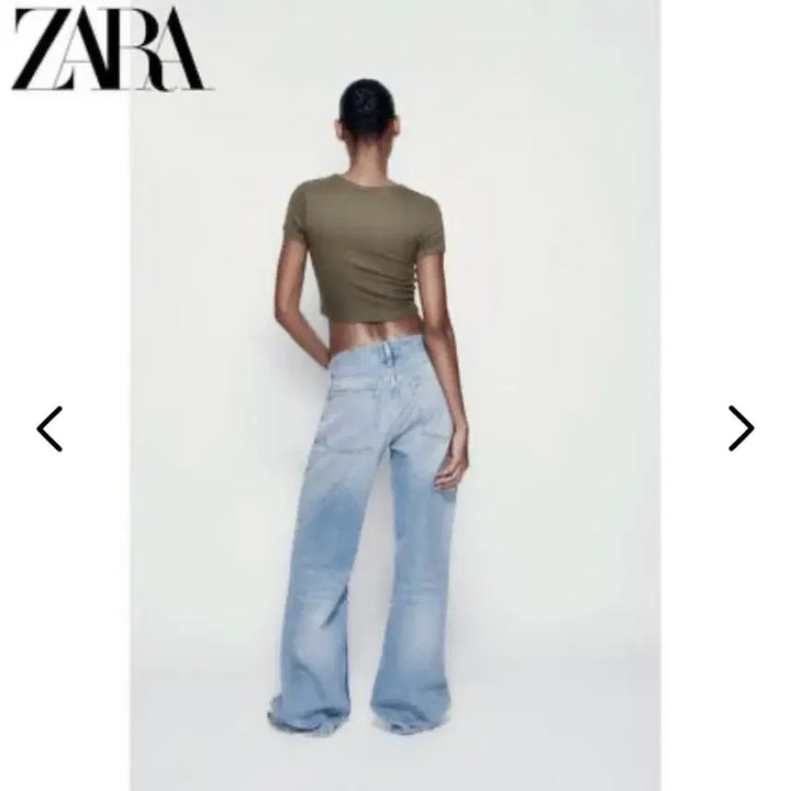 [BUNJANG] Zara Khaki Cropped Short-Sleeve T-Shirt / ZARA 카키 크롭 반팔티