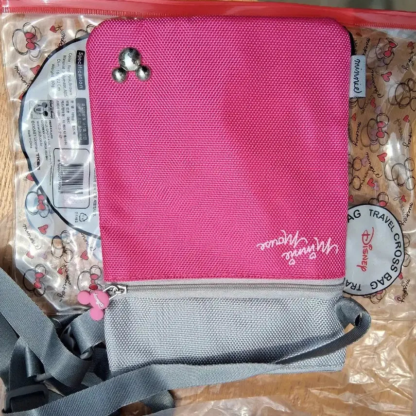 [BUNJANG] Disney Minnie Mouse Pink Polka Dot Crossbody Bag / 디즈니 미니마우스 핑크 땡땡이 크로스백