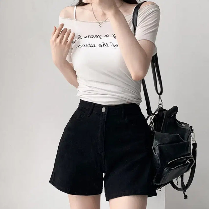 [BUNJANG] High-Waisted Cooling Shorts with Leg Cover (Size M) / 미사용 | 하이웨스트 숏팬츠 하체 커버 반바지 M 쿨링소재