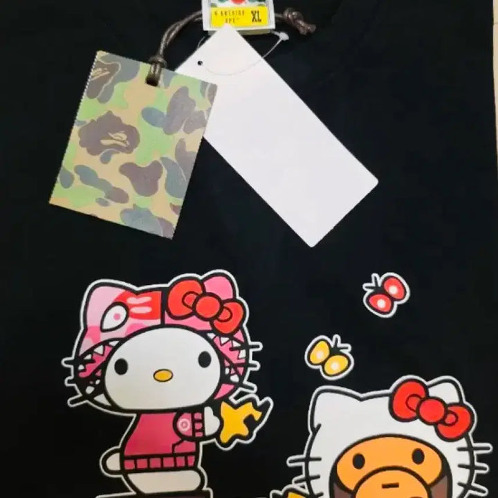 [BUNJANG] BAPE x Hello Kitty Baby Milo Short Sleeve T-Shirt Black XL / 베이프 x 헬로키티 베이비마일로 반팔티 블랙xl 미개봉 새상품