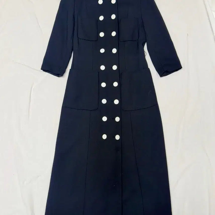 [BUNJANG] MOJO.S.FINNE Black Double-Button Long Jacket Dress / 모조에스핀 블랙 더블 화이트 버튼 7부 롱자켓형 원피스