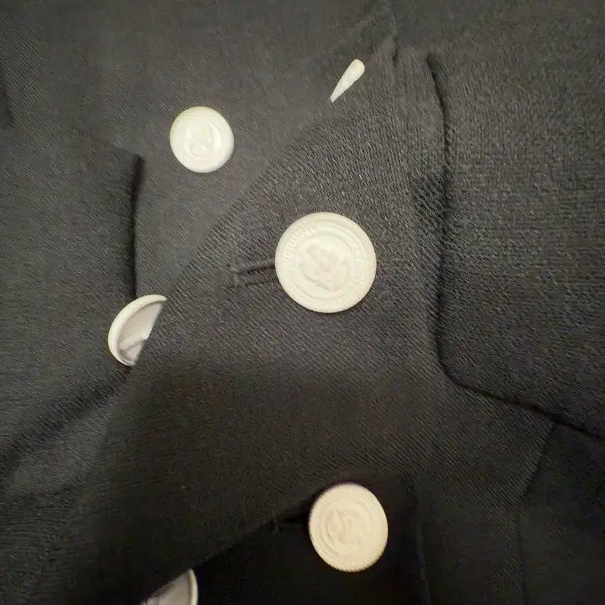 [BUNJANG] MOJO.S.FINNE Black Double-Button Long Jacket Dress / 모조에스핀 블랙 더블 화이트 버튼 7부 롱자켓형 원피스