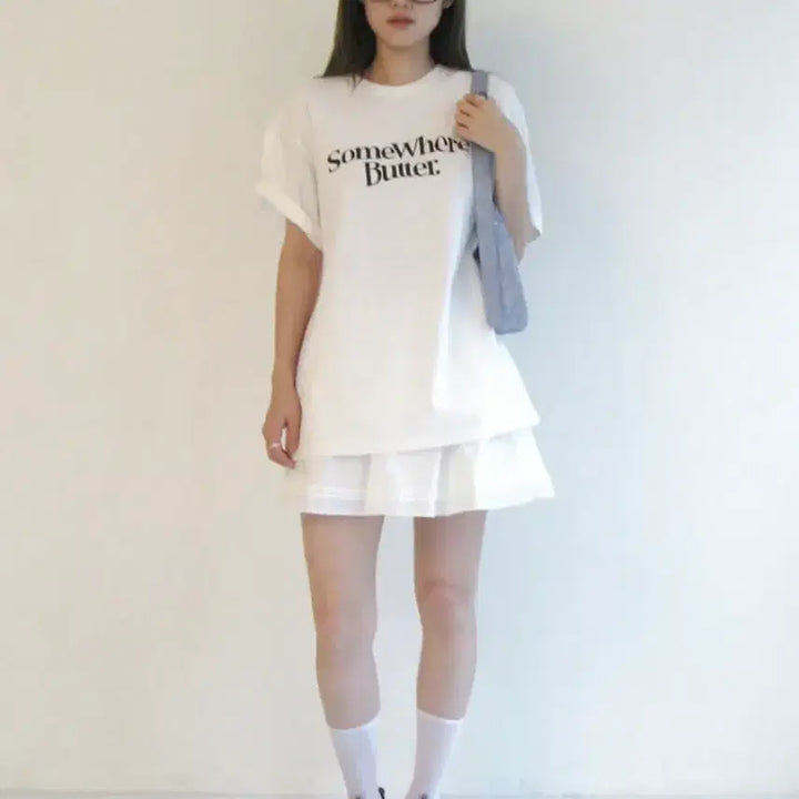 [BUNJANG] Somewhere Better Wave Logo Oversized T-Shirt White / 썸웨어버터 웨이브 로고 오버핏 티셔츠